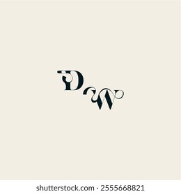 wedding monogram elegant WD bold and hairline initial letter fancy curve logo