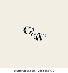 wedding monogram elegant WO bold and hairline initial letter fancy curve logo