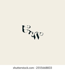 wedding monogram elegant WU bold and hairline initial letter fancy curve logo