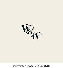 wedding monogram elegant WW bold and hairline initial letter fancy curve logo