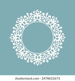 Wedding monogram frame. Elegant round frame template with lace ornament.