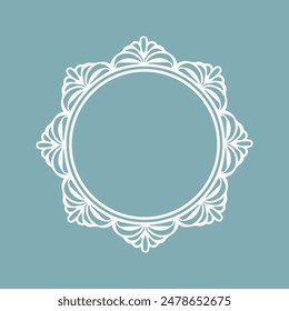 Wedding monogram frame. Elegant round frame template with lace ornament.