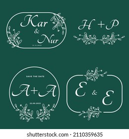 wedding monogram for invitation, card, social media post