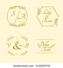 wedding monogram for invitation, card, social media post