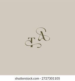 logotipo do monograma do casamento inicial no conceito logarítmico luxuoso da carta de design do estilo feminino da TA