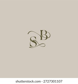 Logotipo del monograma de la boda inicial en el concepto lujoso del logotipo SB letra elegante femenina del diseño del estilo