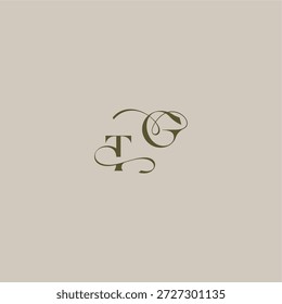 Logotipo de monograma de boda inicial en concepto de marca de logotipo de lujo TG carta de diseño de estilo elegante femenino