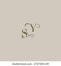 logotipo do monograma do casamento inicial no conceito logarítmico luxuoso SY feminino elegante estilo carta de design