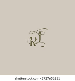 Logotipo del monograma de la boda inicial en el concepto lujoso del logotipo RJ letra elegante femenina del diseño del estilo