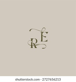 Logotipo del monograma de la boda inicial en el concepto lujoso de la marca de logotipo RE letra elegante femenina del diseño del estilo