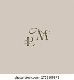 wedding monogram logo initial in luxurious logomark concept PM feminine elegant style design letter