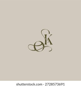 Logotipo del monograma de la boda inicial en el concepto lujoso de la marca de logotipo OK letra elegante femenina del diseño del estilo