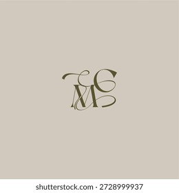 logotipo do monograma do casamento inicial em logomark luxuoso conceito MC feminino elegante estilo carta de design