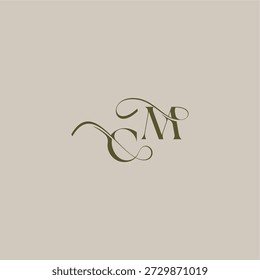 wedding monogram logo initial in luxurious logomark concept CM feminine elegant style design letter
