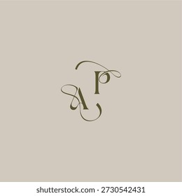 logotipo do monograma do casamento inicial no conceito de logomark luxuoso AP estilo elegante feminino carta de design