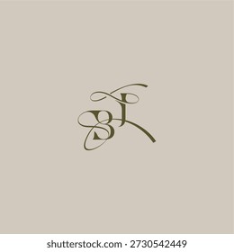 wedding monogram logo initial in luxurious logomark concept BJ feminine elegant style design letter