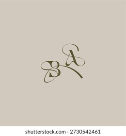 wedding monogram logo initial in luxurious logomark concept BA feminine elegant style design letter