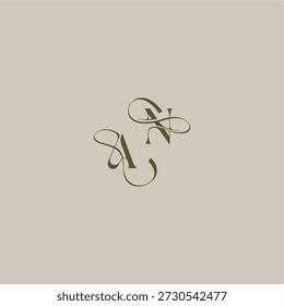 logotipo do monograma do casamento inicial no conceito logomark luxuoso uma carta de design de estilo elegante feminino