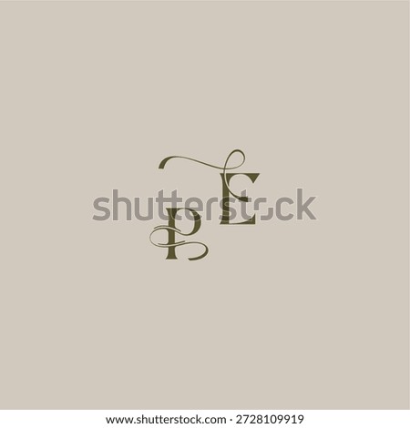 wedding monogram logo initial in luxurious logomark concept PE feminine elegant style design letter