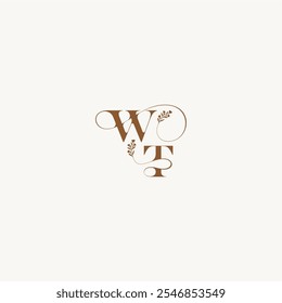 wedding monogram logo initial WT bold and hairline monogram letter elegant curve organic