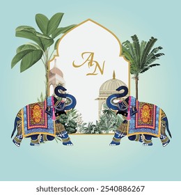 Wedding Monogram, Mughal Wedding, Mughal Wedding Invitation.