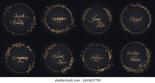 Wedding Monograms And Floral Border,  Luxury Design For Invitations.