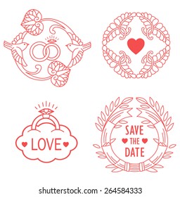 Wedding Monograms. Line Design Elements For Invitation, Decorate, Frames And Borders In Modern Style. Vector Set. Wedding Monograms Templates. Wedding Monograms Designs. Modern Wedding Monograms.