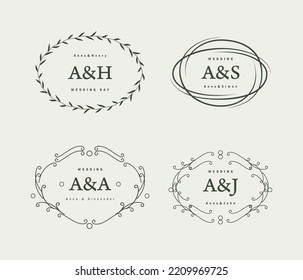 Wedding monograms. Set of vintage vector templates.