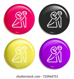 Wedding multi color glossy badge icon set. Realistic shiny badge icon or logo mockup