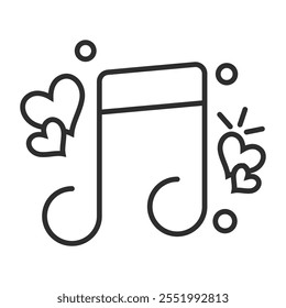 Wedding music outline icons, minimalist vector illustration and transparent graphic element. Isolated on white background