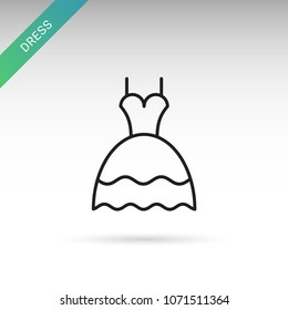 Wedding night prom dress. Flat modern web outline icon isolated on white background.