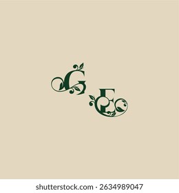 wedding organic logo EG concept of elegant beautifull with monogram and leaf letter