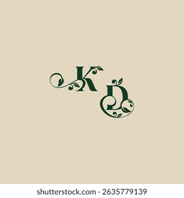 wedding organic logo DK concept of elegant beautifull with monogram and leaf letter
