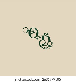 wedding organic logo DO concept of elegant beautifull with monogram and leaf letter