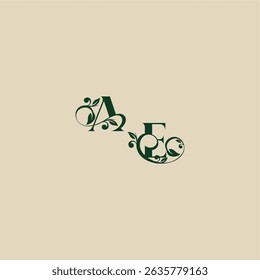 wedding organic logo EA concept of elegant beautifull with monogram and leaf letter