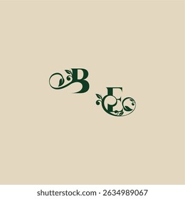 wedding organic logo EB concept of elegant beautifull with monogram and leaf letter