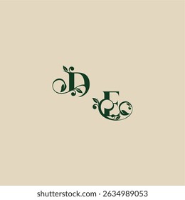 wedding organic logo ED concept of elegant beautifull with monogram and leaf letter