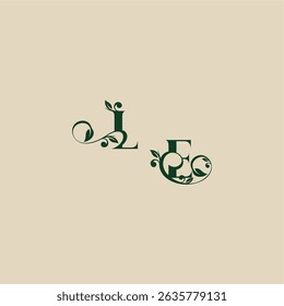 wedding organic logo EL concept of elegant beautifull with monogram and leaf letter