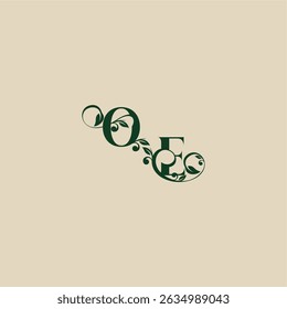 Hochzeit Bio-Logo EO-Konzept der eleganten schön mit Monogramm und Blatt Brief