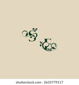 wedding organic logo ES concept of elegant beautifull with monogram and leaf letter