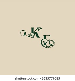 wedding organic logo FK concept of elegant beautifull with monogram and leaf letter