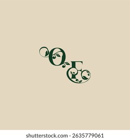 Logotipo orgánico de la boda FO concepto de elegante hermoso con monograma y letra de la hoja