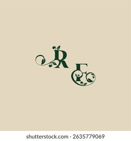 wedding organic logo FR concept of elegant beautifull with monogram and leaf letter