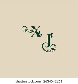 logotipo orgânico de casamento com monograma e conceito de letra de folha de elegante bonito JX