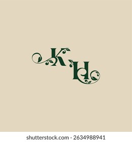 wedding organic logo with monogram and leaf letter concept of elegant beautifull HK