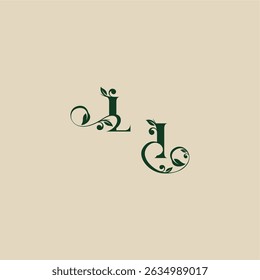 Logotipo orgánico de la boda con el monograma y el concepto de la letra de la hoja de elegante hermoso IL