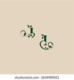 wedding organic logo with monogram and leaf letter concept of elegant beautifull II