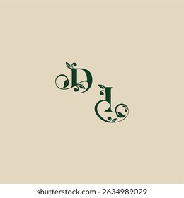 wedding organic logo with monogram and leaf letter concept of elegant beautifull ID