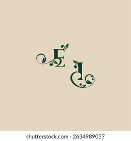Logotipo orgánico de la boda con el concepto del monograma y de la letra de la hoja de IE hermoso elegante