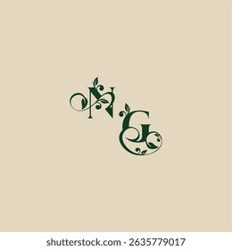 wedding organic logo with monogram and leaf letter concept of elegant beautifull GN